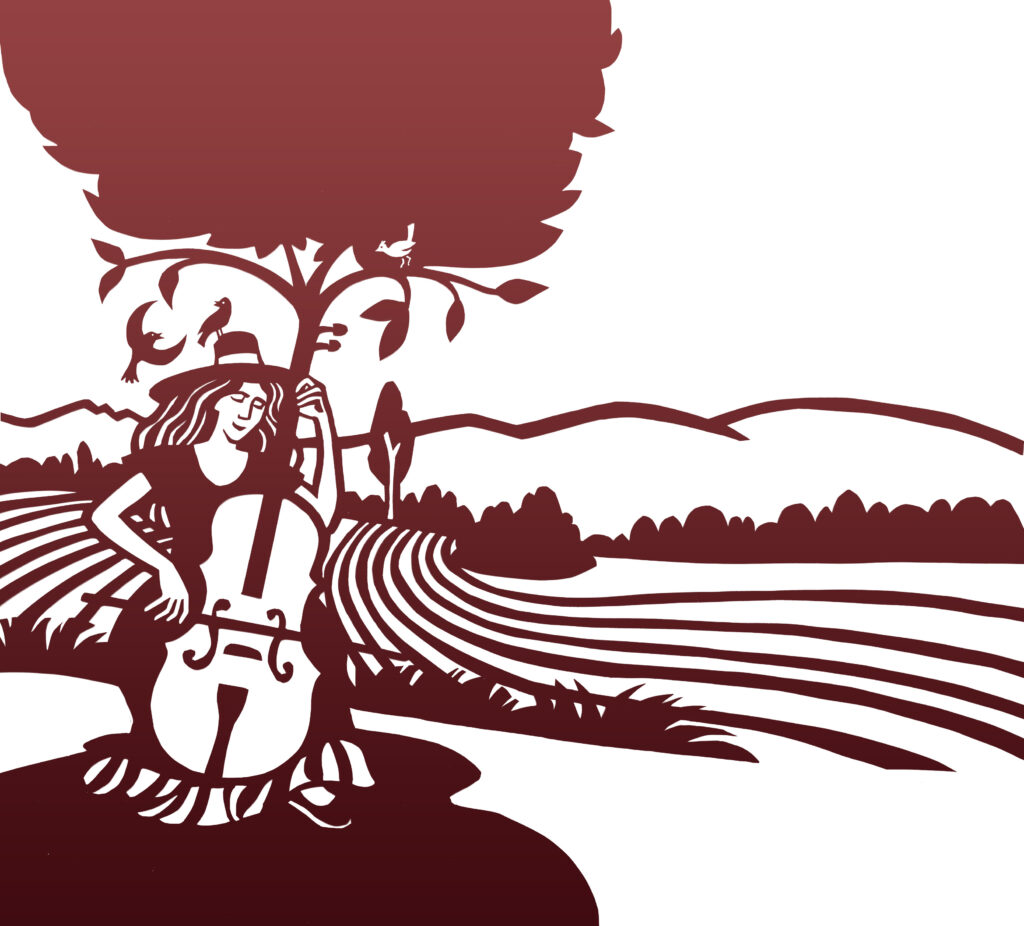 Visuel Voix et musiques 2021 la violoncelliste au trait